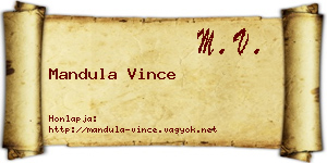 Mandula Vince névjegykártya